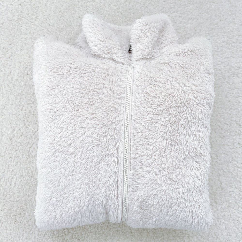 UNIQLO FLUFFY YARN FLEECE SHERPA FULL ZIP JACKET LIGHT BEIGE L Large